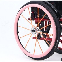 휠체어바퀴 바퀴 보조 알루미늄 고무 고무링 휠, 핑크