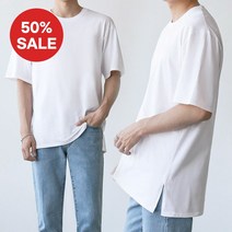 레이어드 반팔 라운드 티셔츠 ~2XL까지 옆트임 반팔 라운드 티셔츠 20수 순면100%
