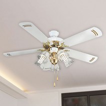 [빛나라닷컴] 비너스 조명 5등 실링팬, 화이트 + LED 전구 8W (전구색) 포함