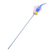 1Pc 고양이 장난감 다채로운 티저 등나무 공 놀이 모양 깃털 재생 스틱 애완 동물 용품, 03 Blue