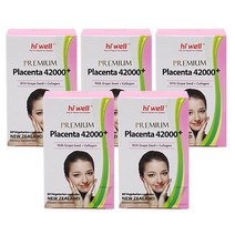 [하이웰-공인해외직구]프리미엄 플라센타 양태반 42000+포도씨유+콜라겐 60정 X 5개, 1세트