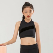요가피기 YP60121 벨벳 크로스 라인 브라탑 블랙 키즈 요가복 필라테스복 반팔
