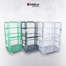 롤테이너 매쉬타입 양문형/검정색 회색/망타입 롤테이너, 600x900x1500 회색매쉬롤테이너