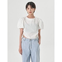 [에잇세컨즈] 화이트 허리 셔링 퍼프 블라우스 (322765LYB1) (322765LYB1