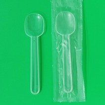 요거트 스푼 (100개) 9cm / 수저 일회용 플라스틱 벌크 개별 낱개 포장 배달 캠핑 테이크아웃 용기 백색 투명 블랙 베스킨라빈스 샐러드 디저트, 반투명(100개)(개별포장)