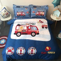 캐릭터침구 면 애니메이션 침대용품 4종 남자 경찰 소방차 침대시트 식 순 커버 쓰리 피스이다 2299055937