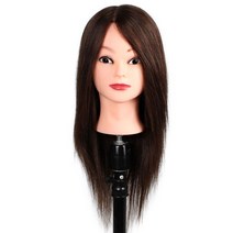LLECO 100% 인모 19인치(컷 드라이 아이롱 파마 염색용 연습용통가발), 1개, 자연갈색