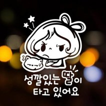 [천삼백케이] [제제데코] 성깔있는 딸 러블리 자동차스티커 아기가타고 반사, 소재:반사