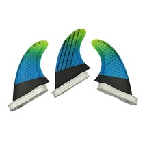 서핑보드 UPSURF FCS 2 서핑 보드 핀 더블 탭 M/L 사이즈 블루 그라데이션 컬러 트라이 세트 벌집 카본, [01] M