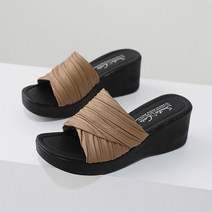 제이슈 클래식 핏 초경량 통굽 주름 슬리퍼 2컬러 6cm굽