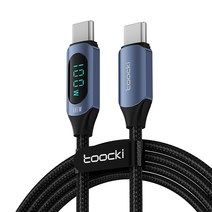 TOOCKI 알루미늄 합금 LED 디스플레이 USB c to USB c 100w 고속충전케이블2m, 2m, 불루
