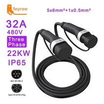 전기차 급속 충전기 케이블 가정용 휴대용 완속 ev 자동차 유형 2 충전 암-수 16a, 32a 22kw 3상