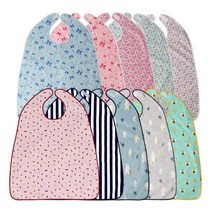 (주)더해피 핸드메이드 병원 노인 환자 간병 요양 위생 방수 성인용 벨크로형 턱받이 앞치마, 01. 성인용 턱받이(벨크로형), 07. 플라워(와인)