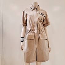 [파사디] 여성 레터링 포인트 점프 수트 밑위 길이와 바지통이 넉넉한 사이즈로 데일리룩으로도 좋아요(허리 밴드로 사이즈 조절 가능) 베이지 P22MSP591M