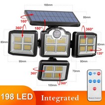 태양광문주등 스마트 LED 태양광 정원 도로 가로 옥외 카페 등 led 태양 광 조명 야외 조절 헤드 모션 센서 인간 유도 방수 태양 광 발전 벽 램프, 통합-198 smd