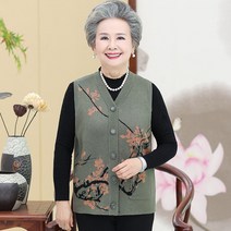 할매 니트조끼 베스트 플라워 이너 70대 할머니 얇은 요양원 실내 털