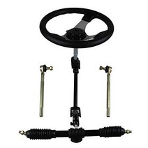 FLYPIG 110cc 300mm Go Kart ATV Steering Wheel Assembly set Tie Rod Rack Adjustable Shaft Gear Rack P, 1