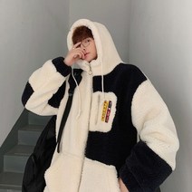 플리스자켓 야상봄버 재킷 두껍고 플리스 테디 코트 남성용 스포츠웨어 운동복 솜털 후드