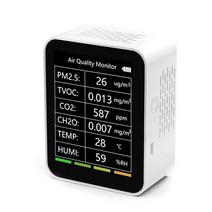 Tuya-6 인 1 지능형 대기질 감지기 PM2.5 TVOC CO2 온도 다기능, 한개옵션1, 02 No Wifi White