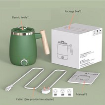 약탕기 차탕기 중탕기 홍삼만들기 휴대용 전기 주전자 400ML 스테인레스 스틸 200W 인스턴트 난방 물병 차, 02 Green(Wooden Handle)_01 미국