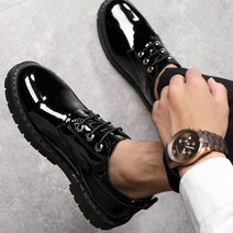 하객룩 신입사원 남자 기모안감 유광 정장구두 / 남성용 슬랙스 더비슈즈