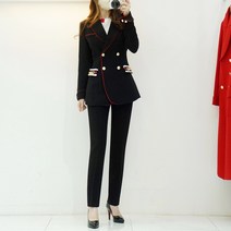 [컬러추가 재진행] 금장체인 자켓 슬림 일자 슬랙스 세미 수트셋업 여성정장세트 3컬러