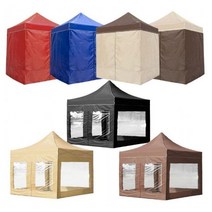 WINAIR 4COLORS 캐노피 방수 투명천막 지붕+프레임+투명바람막이+가방, 2mx2m_다크브라운(지붕+프레임+투명바람막이+가방)