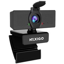 NexiGo 웹캠 N60 1080P 웹캠 마이크 내장 개인 정보 보호 커버가있는 USB 컴퓨터 카메라 110도 광각 플러그 앤 플레이 Zoom Skype Teams OBS 회의 화상 통화 용 블랙