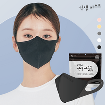 귀가 편안한 컬러 새부리형 인생 라운드 KF94 마스크 숨편한 일회용 50매, 1개입, 50개, 블랙, 중형(M)
