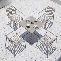 철제 테이블 야외 테이블 카페 정원 발코니 의자, F