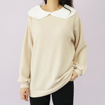 빅걸스토리 여성 빅사이즈 지니 이중카라 러블리 귀여운 니트 티셔츠