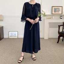 WOW374 SHOP 여성 편안한 착용감 쉬폰 소재 상의(블라우스)+하의(팬츠) [네이비 패턴프린트 택 1]