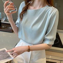 100197C 언발주름무늬 여성 심플 블라우스