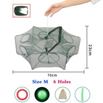 낚시 그물 망 태클케이지 접는 가재 포수 캐스팅물고기 네트워크 게가재새우빙어 트랩 자동 ​​메쉬, 크기 l 6 구멍