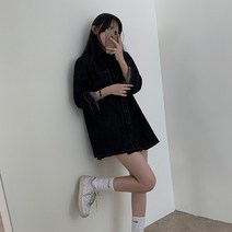 더핑크 / [더핑크] 어텀 카라 데님 미니 원피스