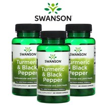Swanson 스완슨 터머릭 강황 뿌리 블랙페퍼 흑후추 파이토케미컬 조인트 서포트 60 베지캡슐 3팩