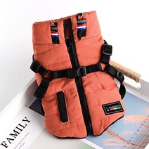 프렌치불독패딩하네스 아메리칸불리옷 소형견 방풍 겨울옷, 오렌지