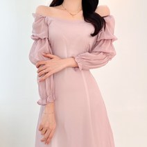 투디 여리 파스텔 쉬폰 보트넥 오프숄더 롱원피스 3color
