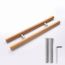 철물파크 원형 H자 강화도어 손잡이 340mm 오크, 1세트