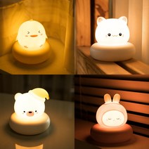 미니 동물 충전식 무드등 터치 수면 수유, 곰