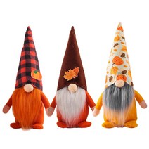3pcs 가을 그놈 스웨덴어 Nisse Tomte 얼굴이없는 인형 엘프 드워프 추수 감사절 선물 농가 계층화 된 트레이 장식, 하나, 색상으로 표시된 것처럼