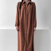 [바보사랑] 여자 셔츠핏 벨티드 피치기모 따뜻한 맥시 원피스[옷자락]