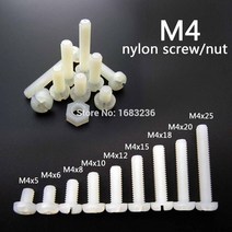 볼트 너트 나사 50pcs 흰색 플라스틱 나일론 m4 라운드 팬 필립스 헤드 육각, 나사 m4x15mm
