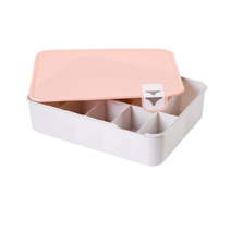 1+1세트 파스텔뚜껑 양말속옷 정리함, 2개, 10칸_핑크 1+1