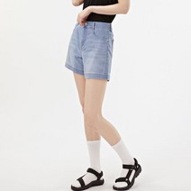체이스컬트 여성 밴딩 하이라이즈 4부 데님팬츠-ACRG2643E0D