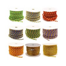 꽈배기끈 꽈베기끈 금사투톤 4mmx6yd 색상선택, 투톤연두