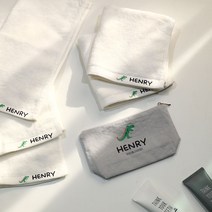 세맘스 주문제작 파우치, 티라노, 네임 수건5장+쁘띠파우치