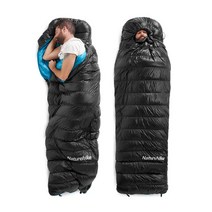 동계 캠핑 거위털 구스 침낭 경량 다운 겨울 이불, 블랙, 대형 L
