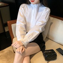 네이워에스엔 여자 봄 여름 화이트 캐주얼 핀턱주름 리본 루즈핏 셔츠 블라우스