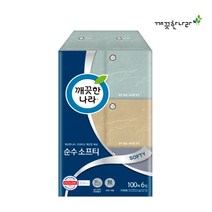 깨끗한나라 정사각 순수소프티 부드러운 미용티슈 100매 6개입